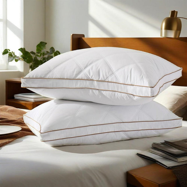 Peace Nest Medium-Firm Goose Feather Down Bed Pillows Set of 2 with 1.5 inch Gusset, King