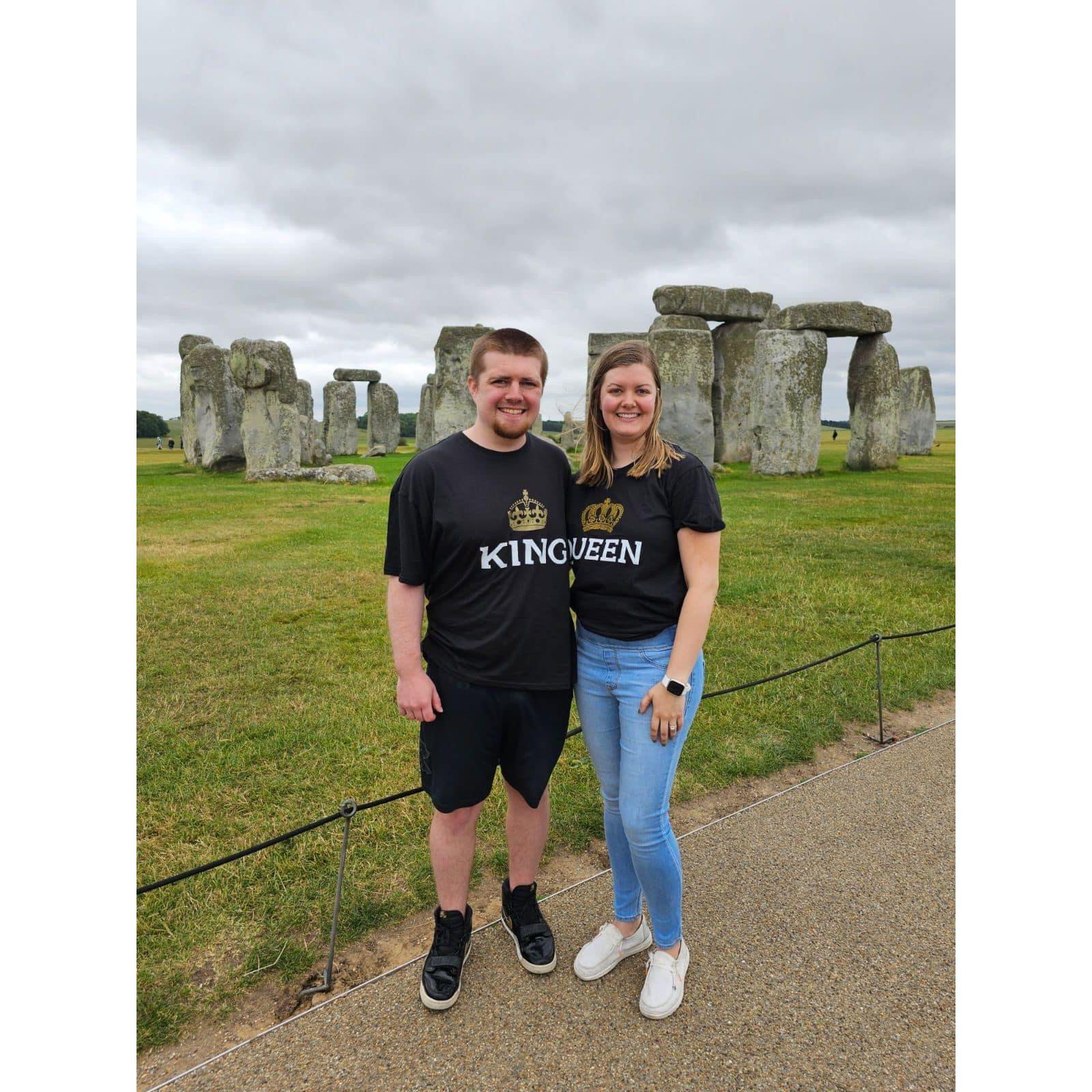 Drove to Stonehenge on our London trip. Yes, we are wearing King and Queen shirts
