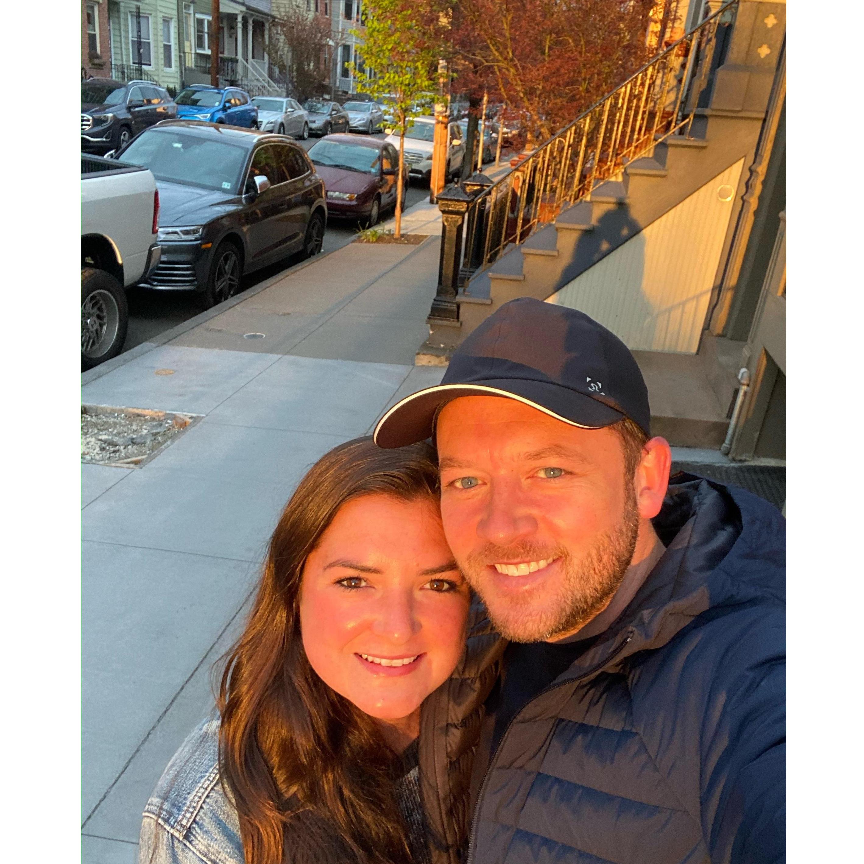 Capturing the 'golden hour' during a stroll through our neighborhood in Jersey City, NJ