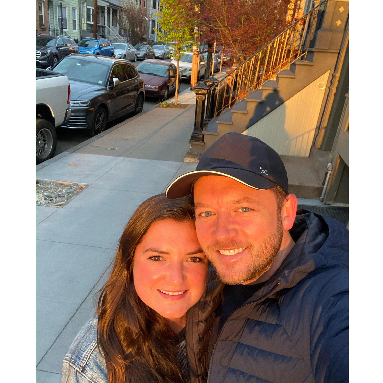 Capturing the 'golden hour' during a stroll through our neighborhood in Jersey City, NJ