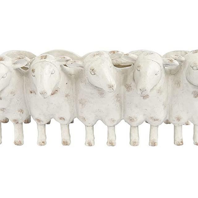 Creative Co-op EC0260 Resin Sheep Planter, Cream