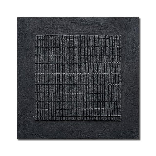 NANKAI Art Hand-Painted Thick Texture Black Canvas Abstract Art 24x24 inch Home Wall Art Deco Oil Painting