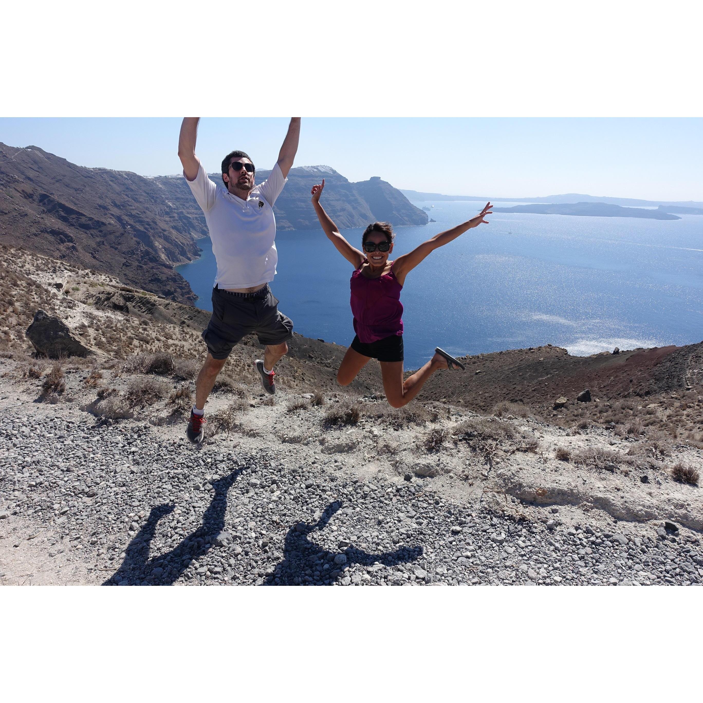 Jumping for joy on our first trip!
