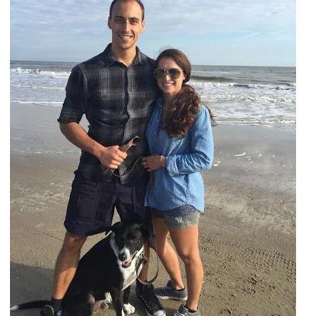 Hanging on the beach in Galveston, TX, USA with Cassie's family dog, Cody. (November 2016)
