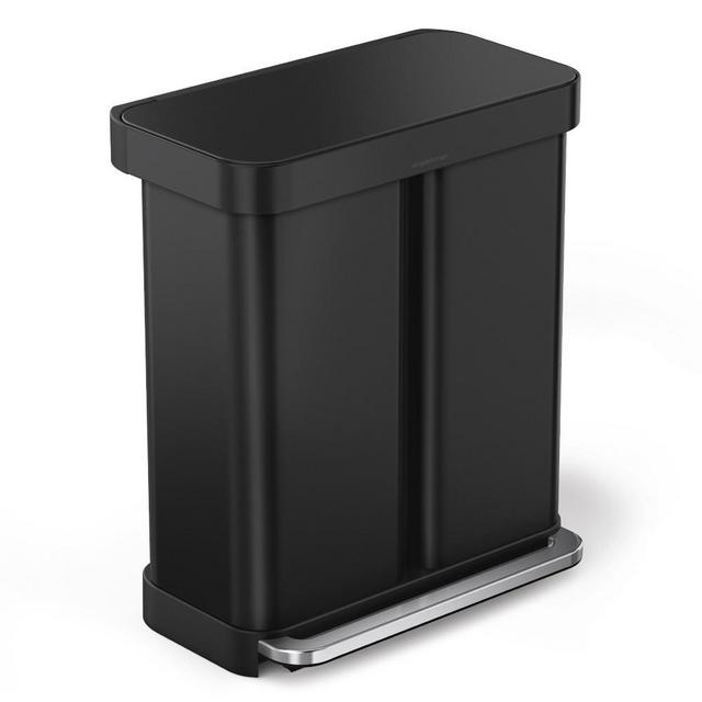 simplehuman Dual Compartment Step Can, Matte Black, 58L