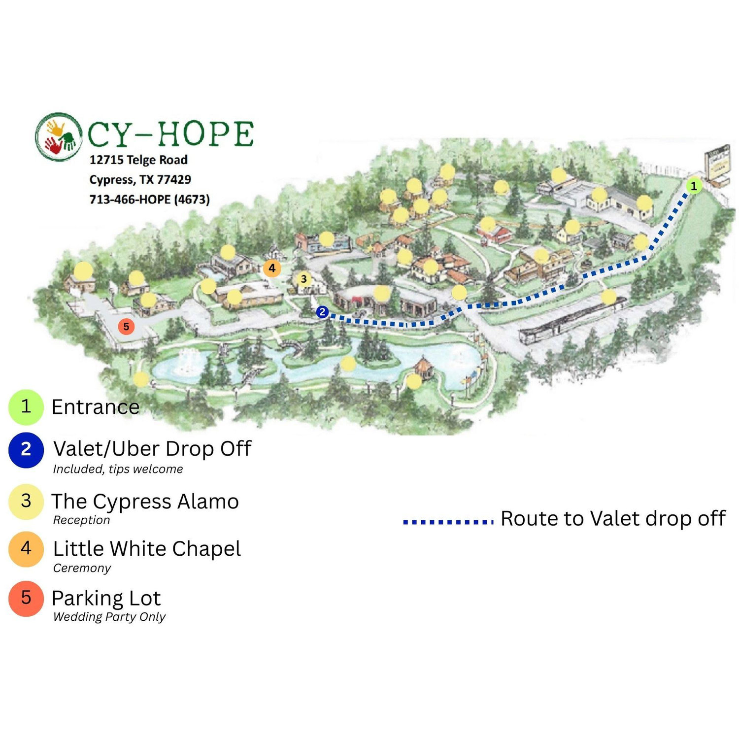Parking and location instructions for venue.