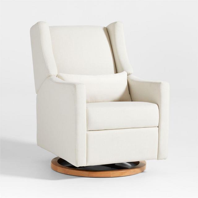 Babyletto Kiwi Nursery Glider Recliner w/ Electronic Control and USB Performance Cream with Natural Wood Base