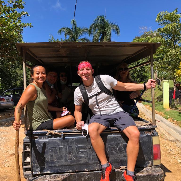 In the back of a guagua (Dominican buses)