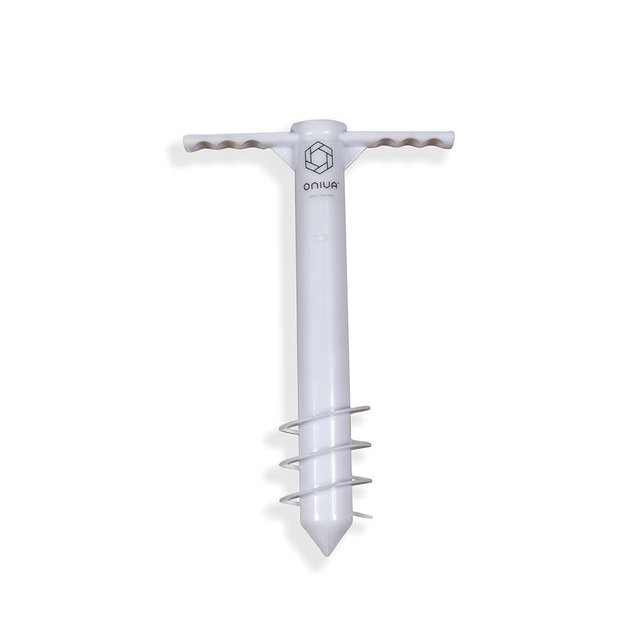 PICNIC TIME Beach Umbrella Sand Anchor, Heavy Duty Umbrella Base with Spiral Screw, One Size Fits All (White)