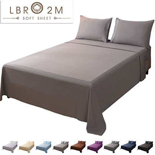 LBRO2M Bed Sheet Set Queen Size 16 Inches Deep Pocket 1800 Thread Count 100% Microfiber Sheet,Bedding Super Soft Comforterble Hypoallergenic Breathable,Resistant Fade Wrinkle Cool Warm,4 Piece(Grey)