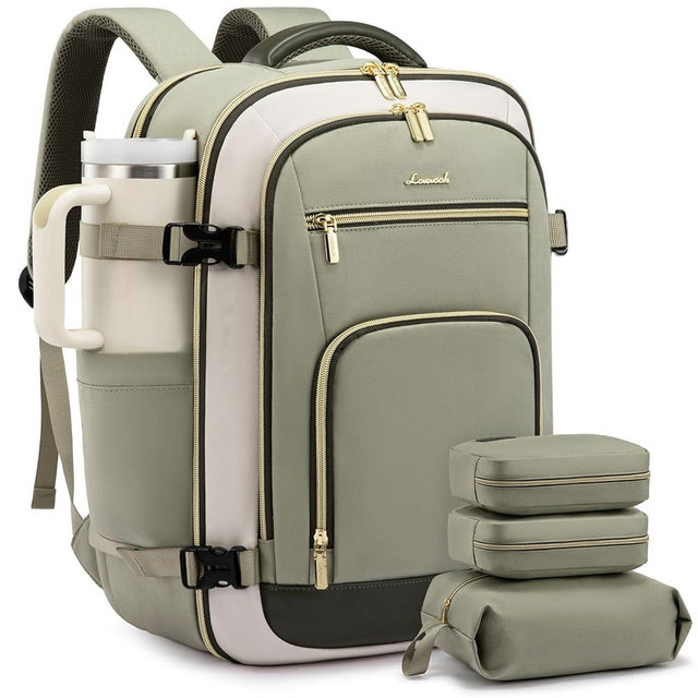 LOVEVOOK Travel Backpack For Women Flight Approved, 50L Large Carry On Backpack, Personal Item Travel Bag for Airplanes, Business 18 Inch Laptop Backpack, Weekender Overnight Daypack, With 3 Cubes