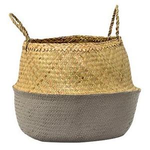 Seagrass Basket with Handles - Natural/Gray (19") - 3R Studios