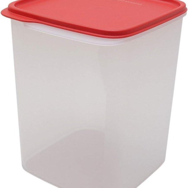 Tupperware Square Smart Saver Container, 5.4 litres White Transparent Red Lid