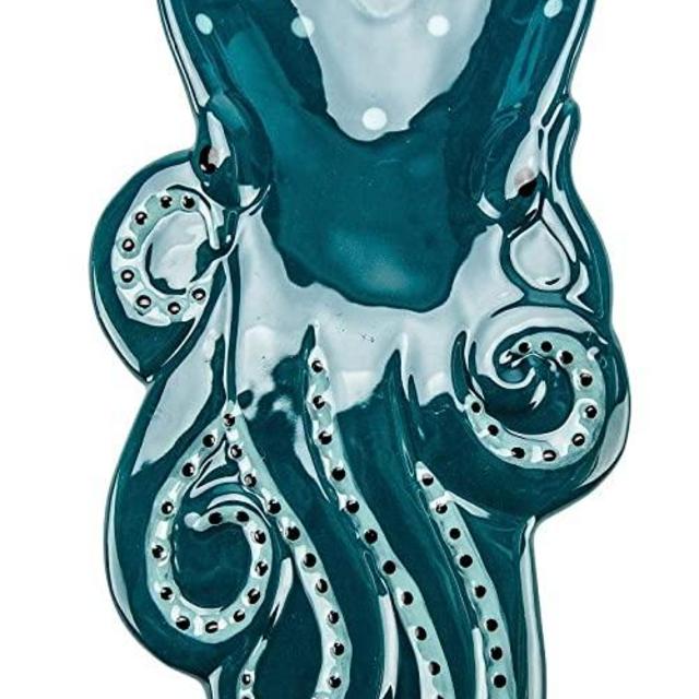 Boston Warehouse Blue Octopus Kitchen Spoon Rest or Trinket Dish 10.5 Inches