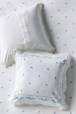 Ophelia Cotton Printed Lace Trim Floral Euro Sham