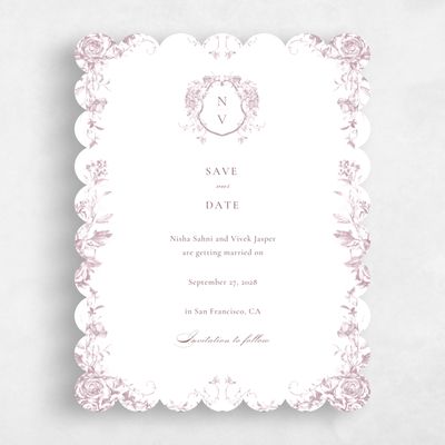 Pink Scalloped Wedding Save the Date - Hattaway Portrait