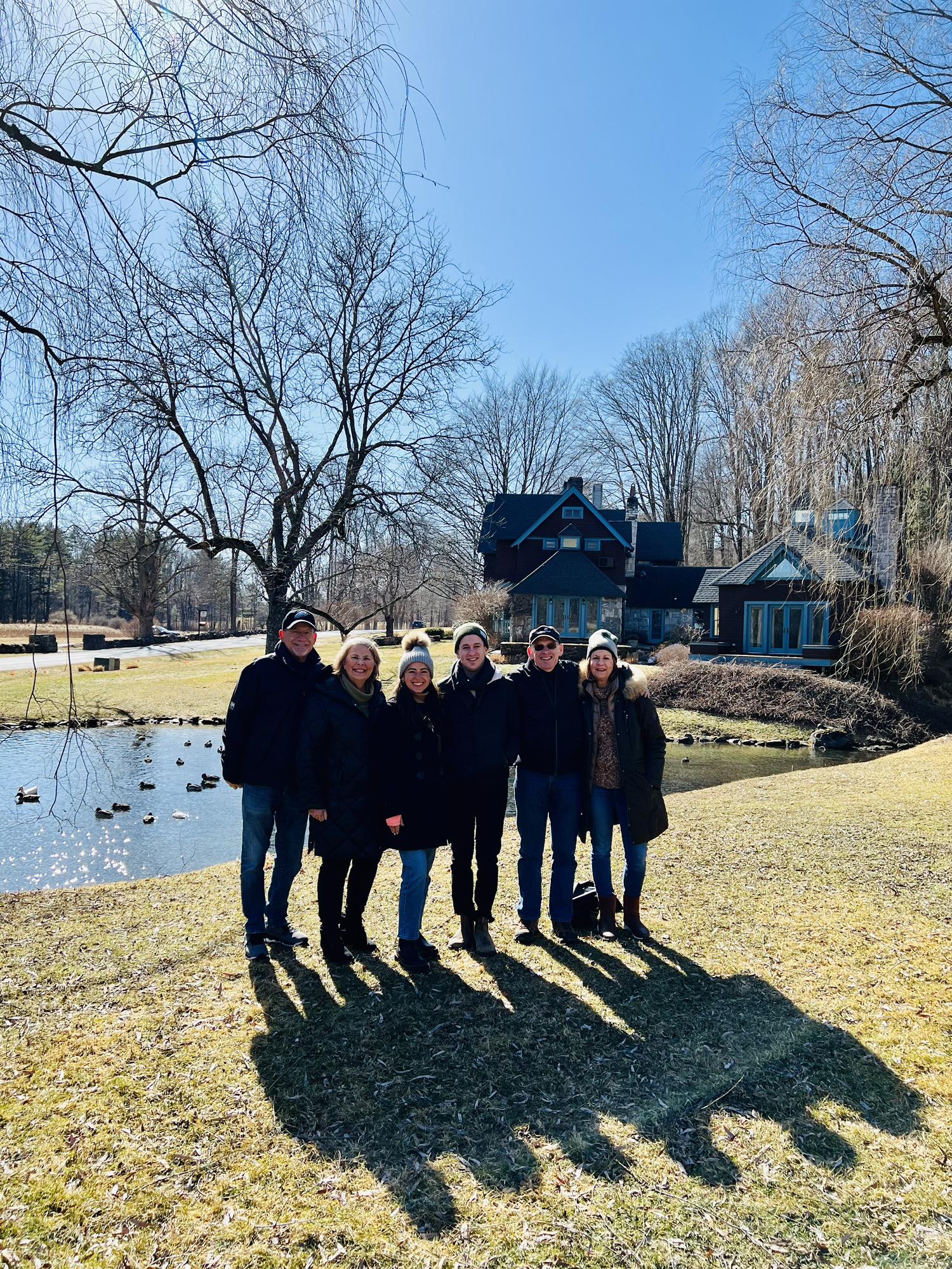 Us and our parents in the Berkshires visiting our wedding venue, Stonover Farm! So fun.