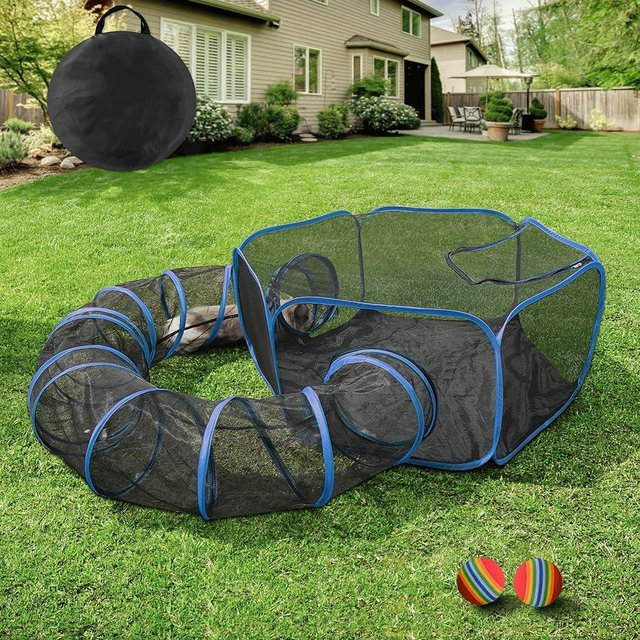 MAMI&BABI Catio Outdoor Cat Enclosures, Foldable Cat Tent for Outside Enclosed Playpen with Tunnel, Cat Outdoor Enclosure for Indoor Cats,Rabbit and Other Small Animals