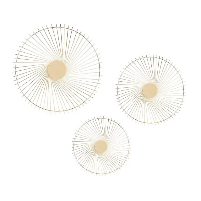 Olivia & May Metal Sunburst Radial Home Wall Decor Set of 3 Gold