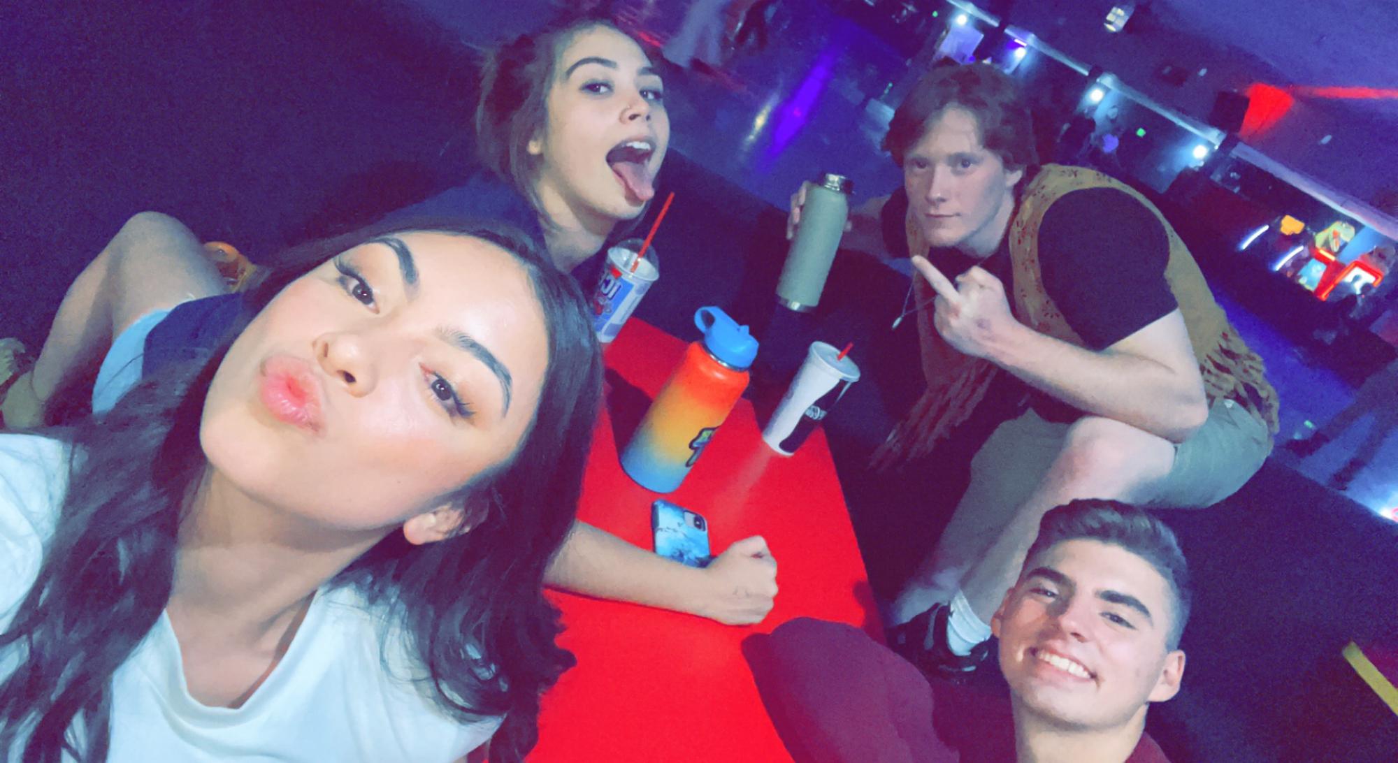 Celebrating with friends after getting engaged!