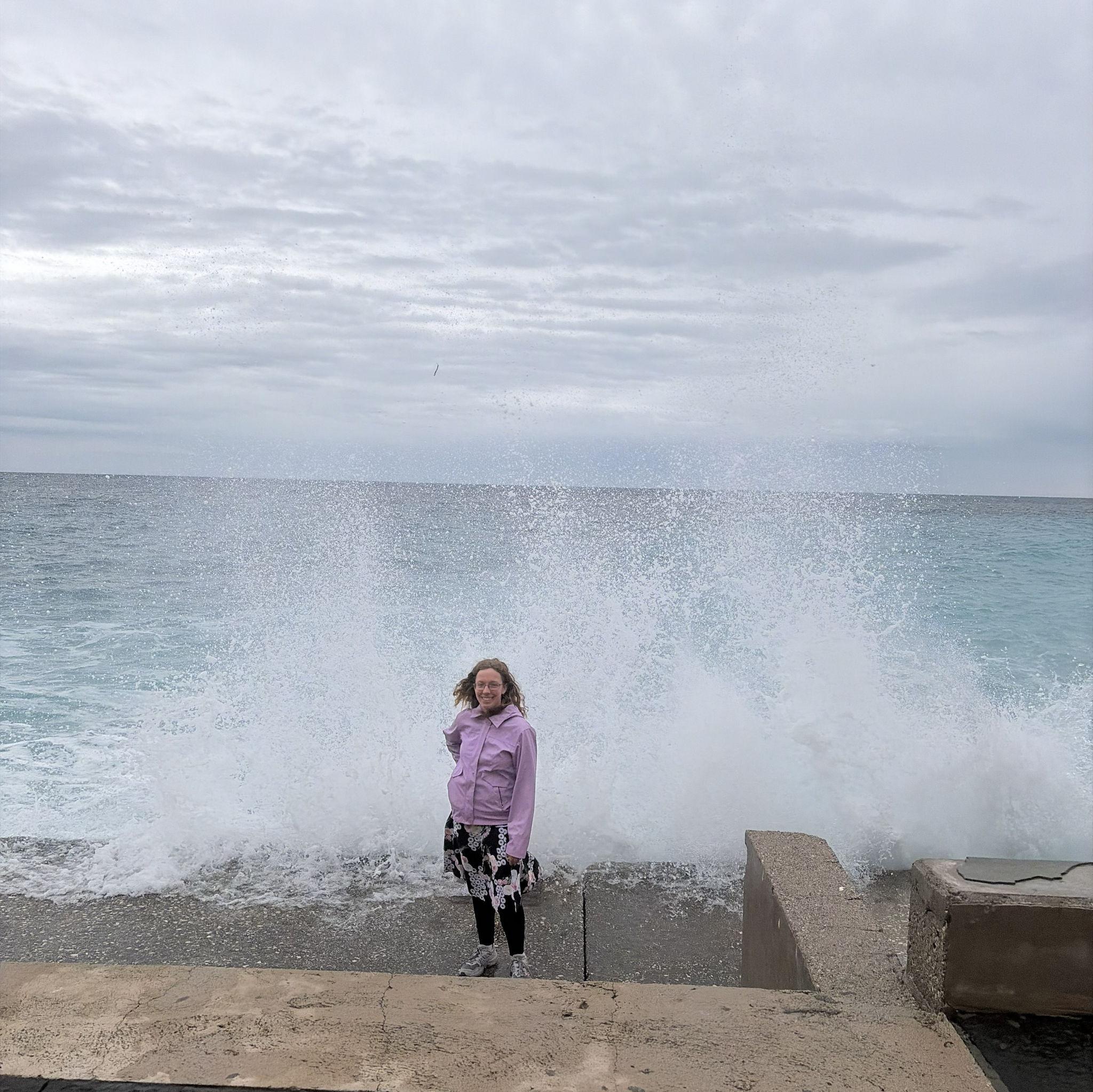 Playing in the waves at Positano, Italy
