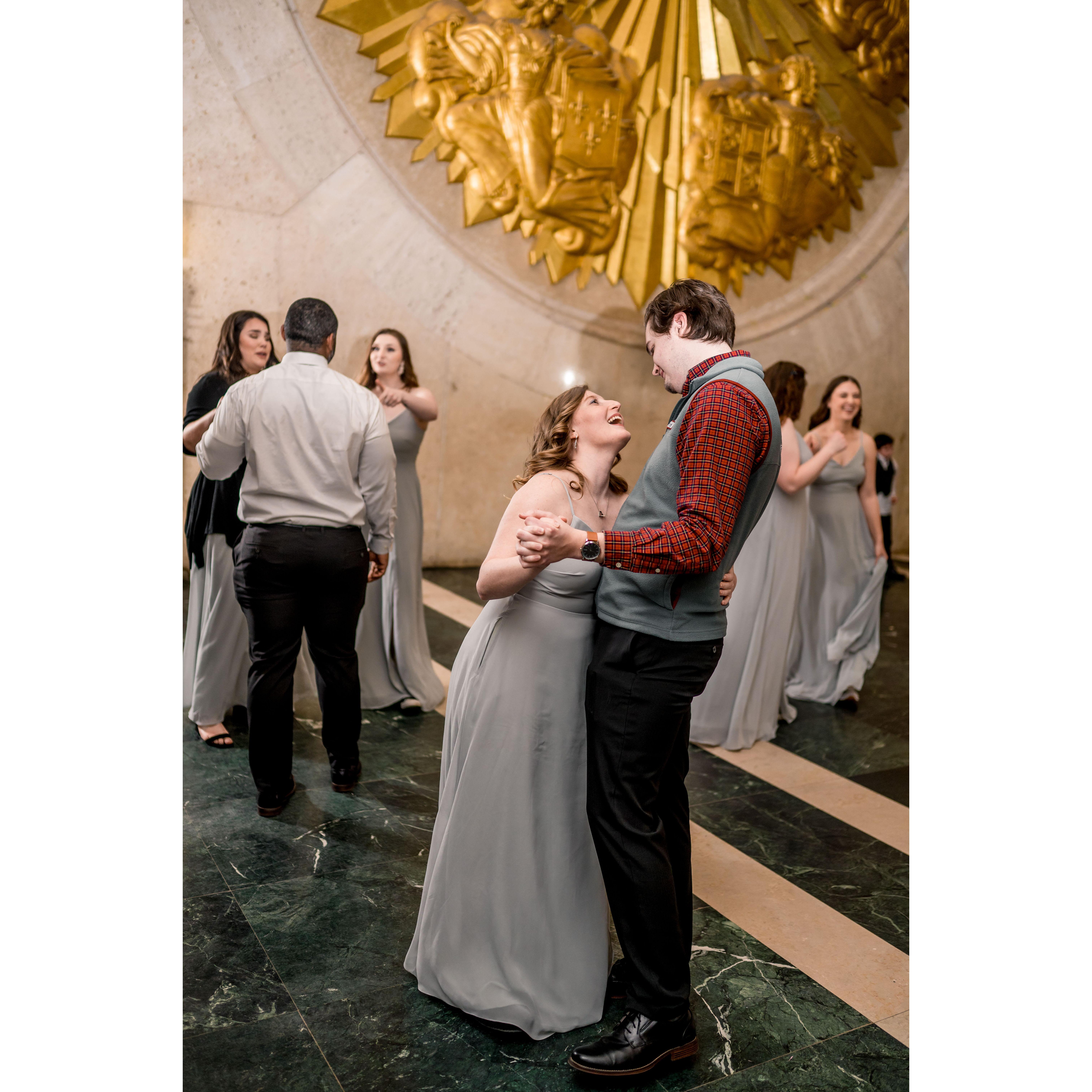 Amanda brought Adam as her date to her friend Ally's wedding (and Ally is now a bridesmaid in Amanda's wedding!)