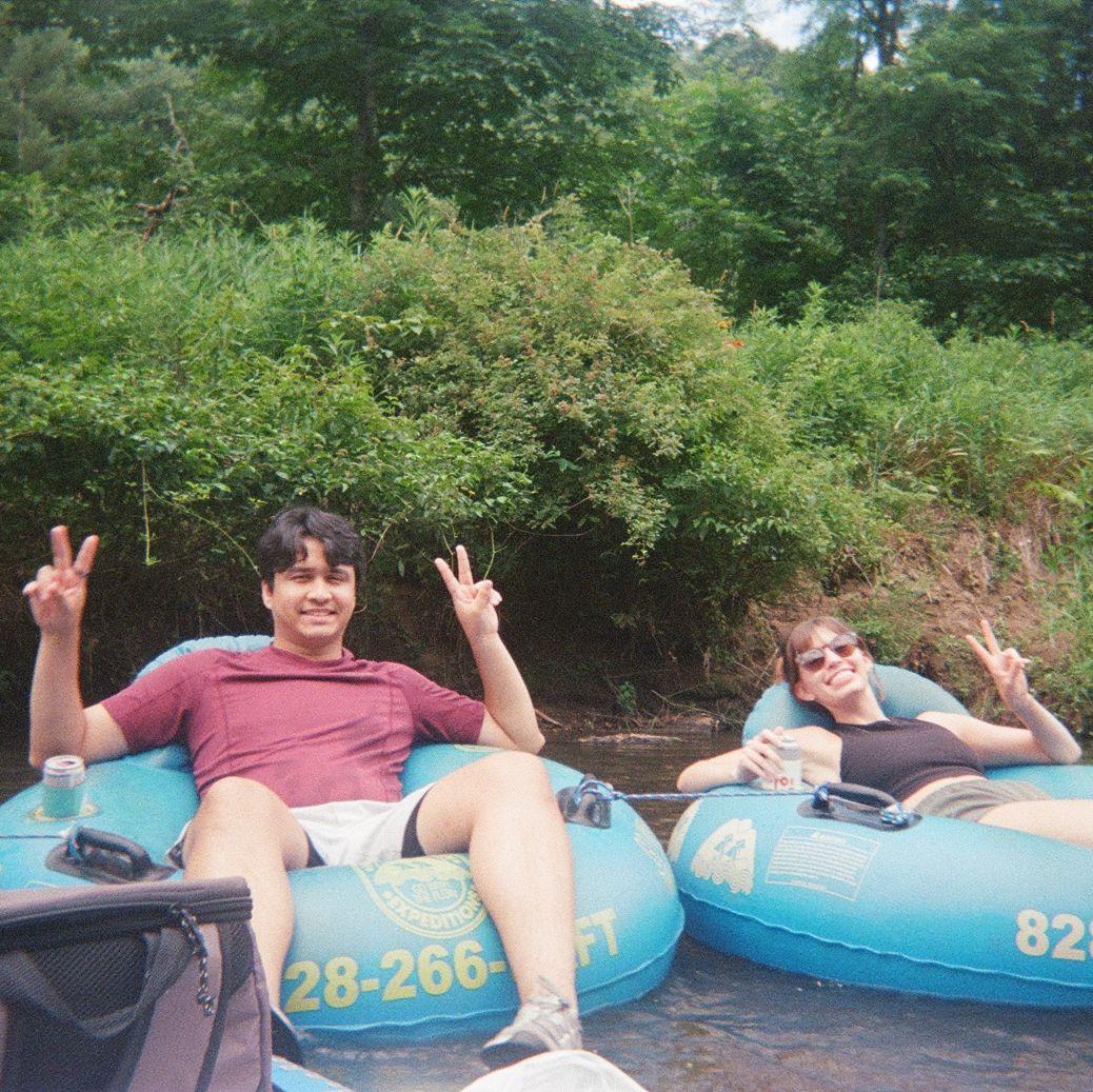 Tubing down a river in the mountains!
