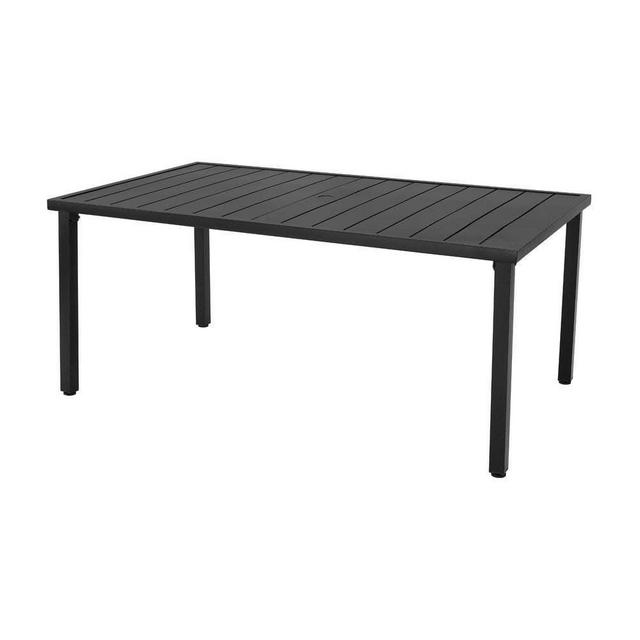 High Garden Black Steel Rectangular Outdoor Patio Dining Table