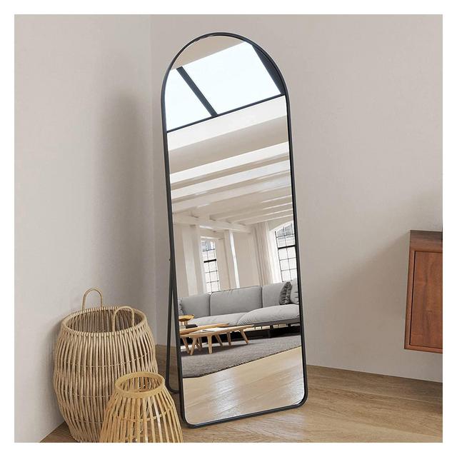 Muse 65" x 22" Oversize Floor Mirror,Black Arch Full Length Mirror With Aluminum Alloy Framed Full Length Mirror for Hanging or Standing-The Pop Home