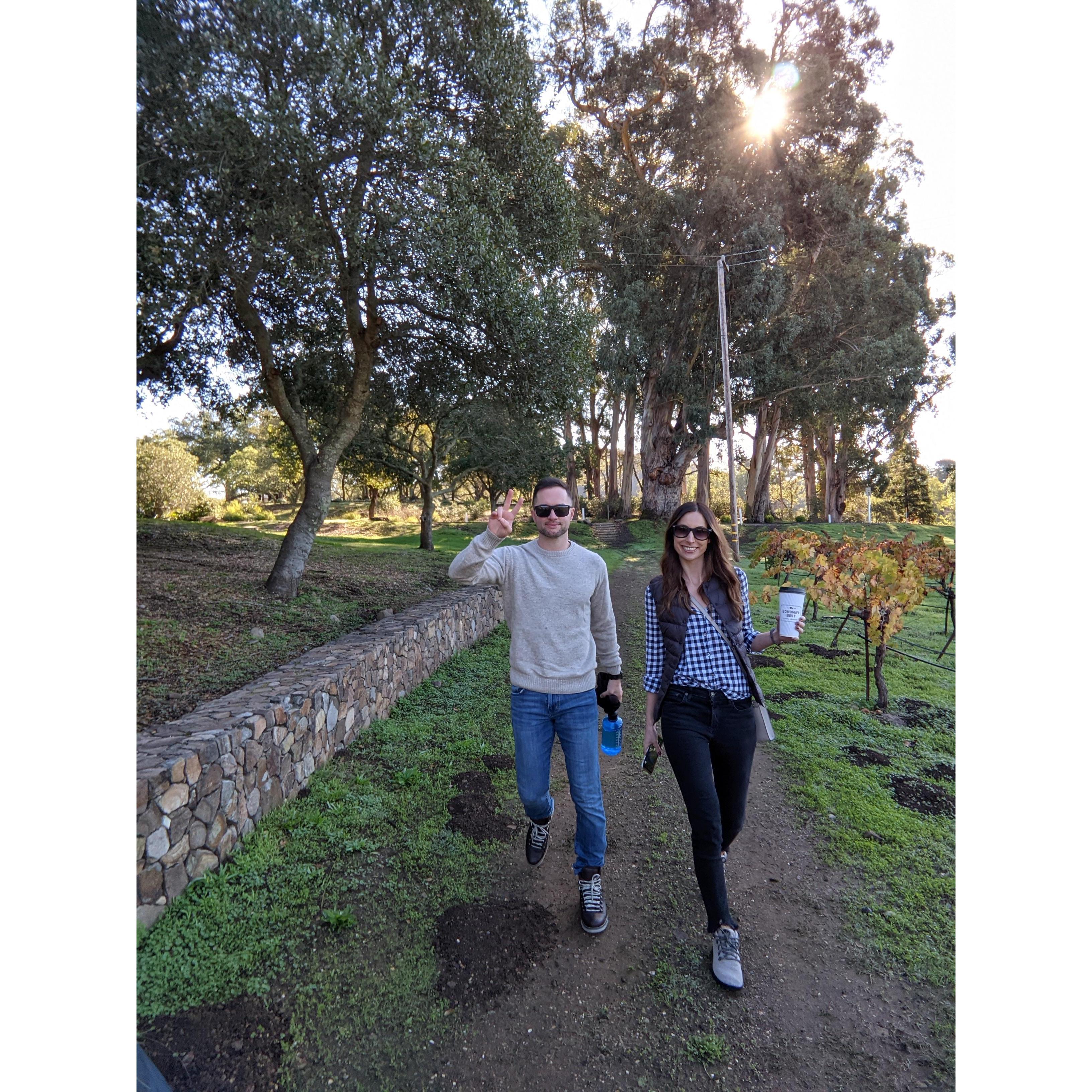 Casual morning hike @ Bartholomew Estate Winery in Sonoma, CA. A fews hours before Travis pops the big  question!