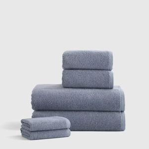Turkish Ribbed Quick Dry Bath Towel Bundle in Mineral