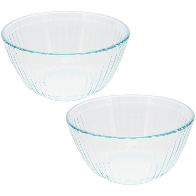 Pyrex 7402 6-Cup Sculpted Glass Mixing Bowls (2-Pack)