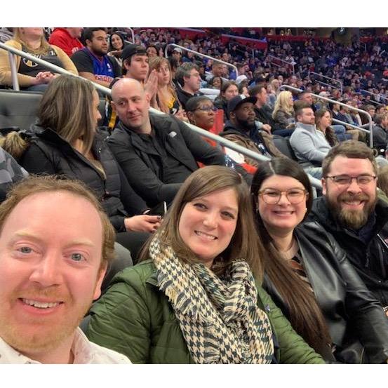 Brendan, Lindsey, Mary, and Jeff at the Piston's Game.