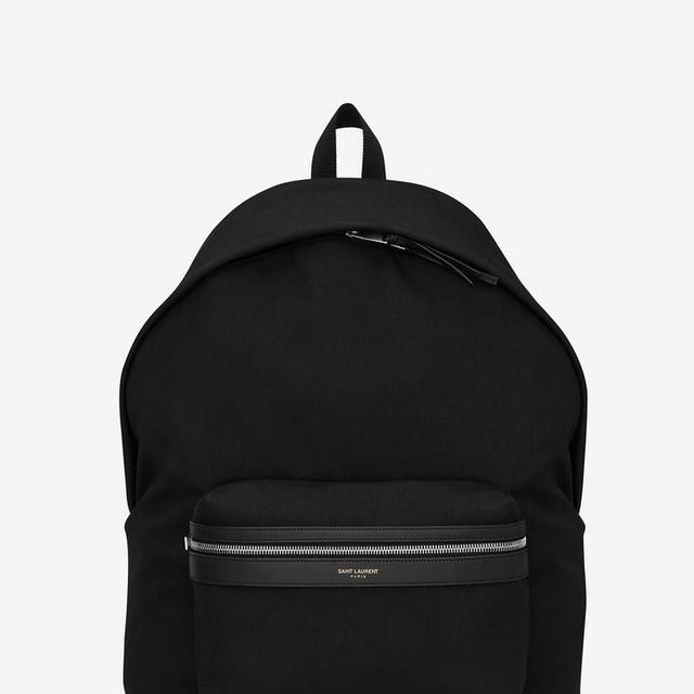 giant city backpack in black canvas nylon and leather