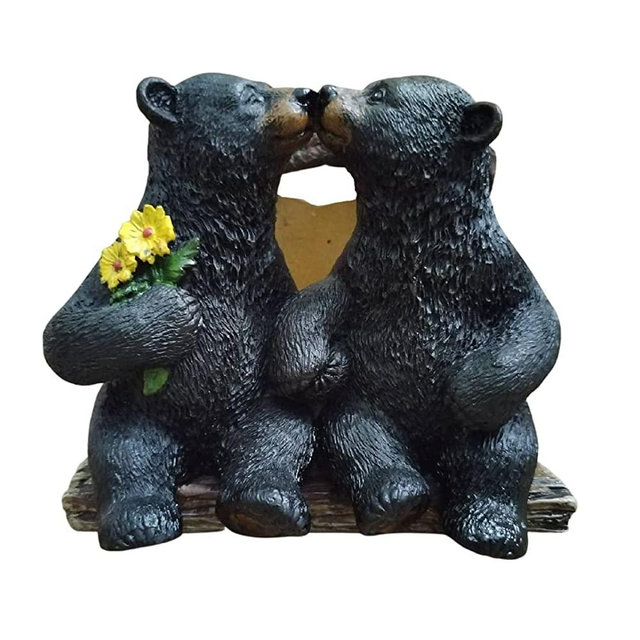 Comfy Hour 5" Polyresin Craft Lover Bears Kissing Napkin Holder, Black, Western Retro Collection