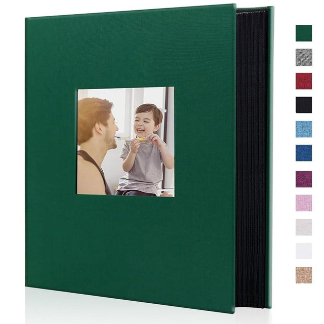 Artmag Fabric Photo Album 4x6 400 Large Capacity for Family Wedding Anniversary Linen Album Holds 400 Vertical Photos (400 Pockets, Dark Green)