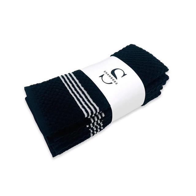 Shahr003 Cotton Kitchen Dish Towel Set of 5, 100% Cotton Dish Towels for Kitchen, Black and White Hand Towels, 26x16 in, 105g (0.23 lbs) per Piece, handtowels