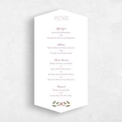 White Diamond Wedding Menu - Aria