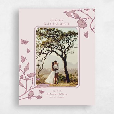 Light Mauve, Pink Wedding Save the Date - Isabeau Photo