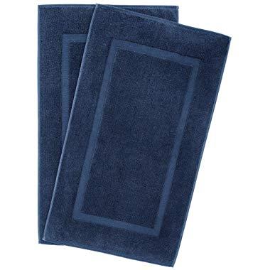 900 GSM Machine Washable 20x34 Inches 2-Pack Banded Bath Mats, Luxury Hotel and Spa Quality, 100% Ring Spun Genuine Cotton, Maximum Softness and Absorbency by United Home Textile, Navy Blue