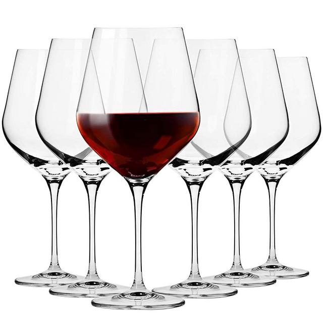 KROSNO Large Burgundy Red Wine Glasses | Set of 6 | 29.1 oz | Splendour Collection | Crystal Glass | Perfect for Home, Restaurants and Parties | Dishwasher and Microwave Safe