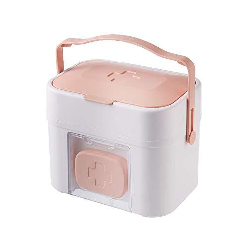 JORSION Medication Box /Portable First Aid Box Storage Box /Family Emergency Kit Storage Box (Pink)