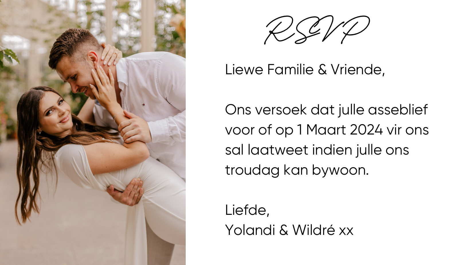 The Wedding Website of Yolandi Blom and Wildre Smith