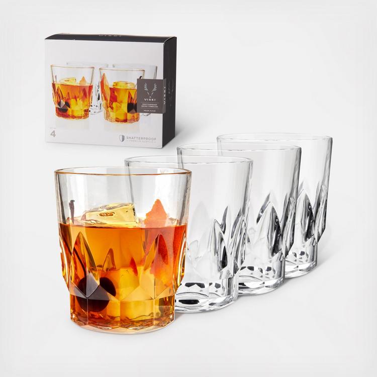 Viski Admiral Whiskey Gift Set - Crystal Whiskey Glasses with Ice Spheres  in Wooden Gift Box - Dishwasher Safe Rocks Glasses 9 Oz Set of 8