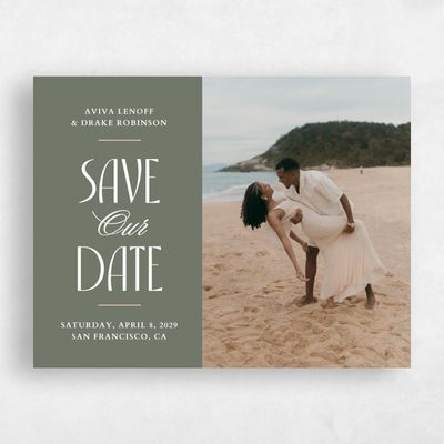 Dark Sage, Green Wedding Save the Date - Trogir Landscape