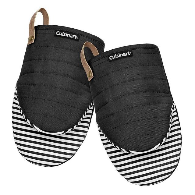 Cuisinart Mini Oven Mitts – 5.5” x 8” Heat-Resistant Kitchen Mitts for Oven with Non-Slip Printed Silicone, Cotton Filling, and Faux Leather Loop – Durable Oven Mitt Set for Cooking & Baking (Horizon)