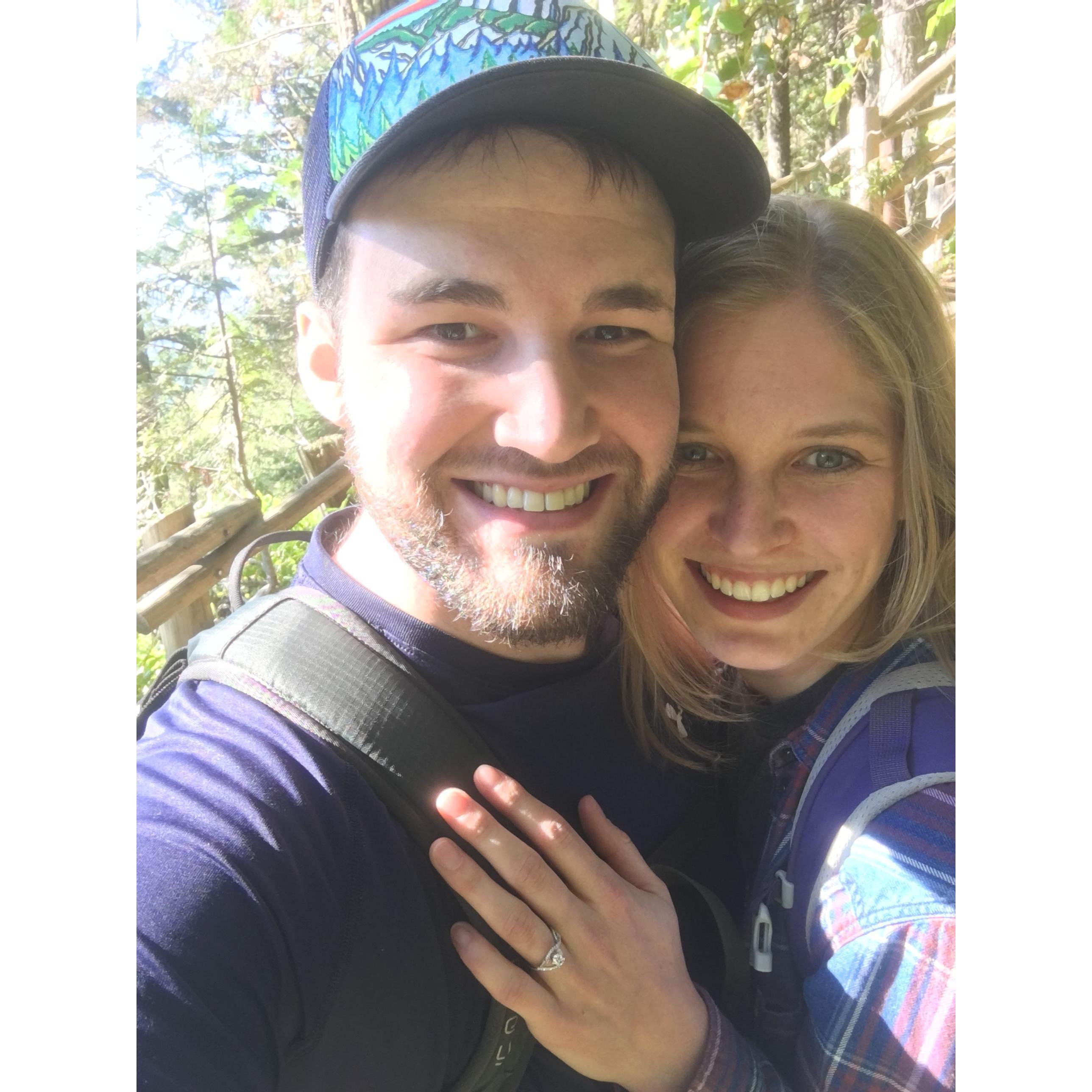 He popped the question at Wallace Falls!