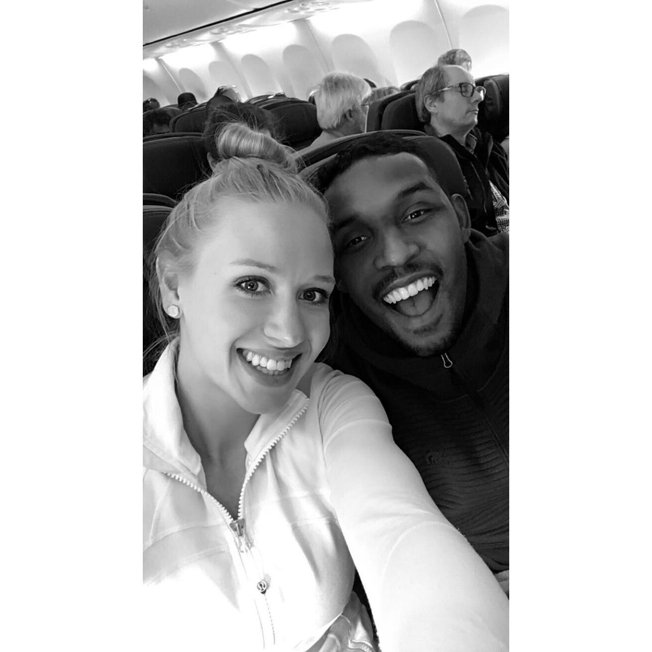 Airplane selfie right before taking off for Paris!