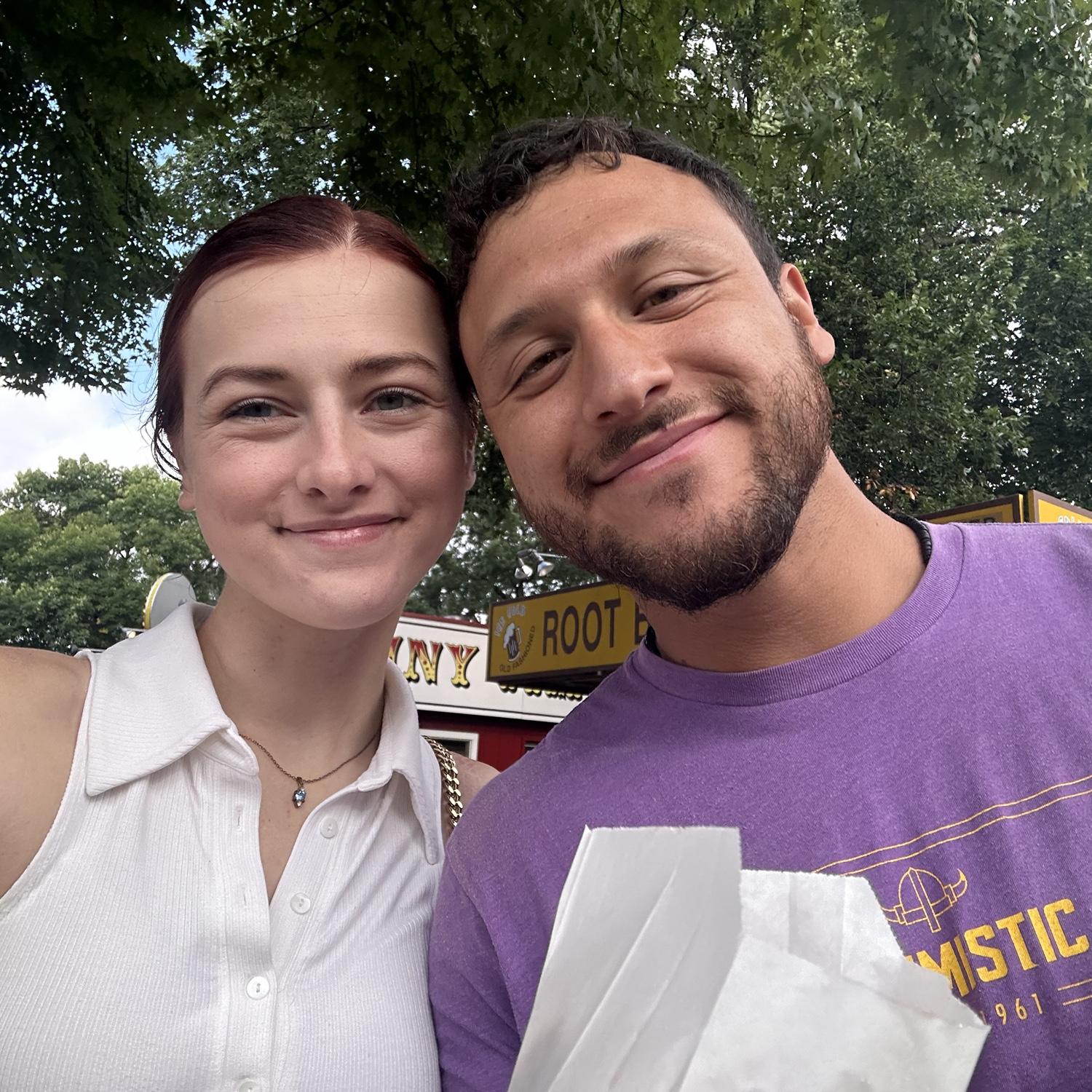 August 29, 2024
Jace and Kiera attended the Minnesota State Fair and shared mini donuts. Kiera loves sugary treats.