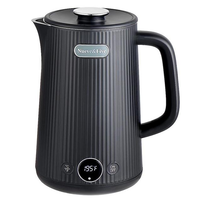 Nueve&Five Electric Kettle with Digital Temperature Display(℉/℃), 1.7L Double Wall Electric Hot Water Kettle, Auto Shut Off, 1200W Seamless 304 Stainless Steel Electric Tea Kettle -Black